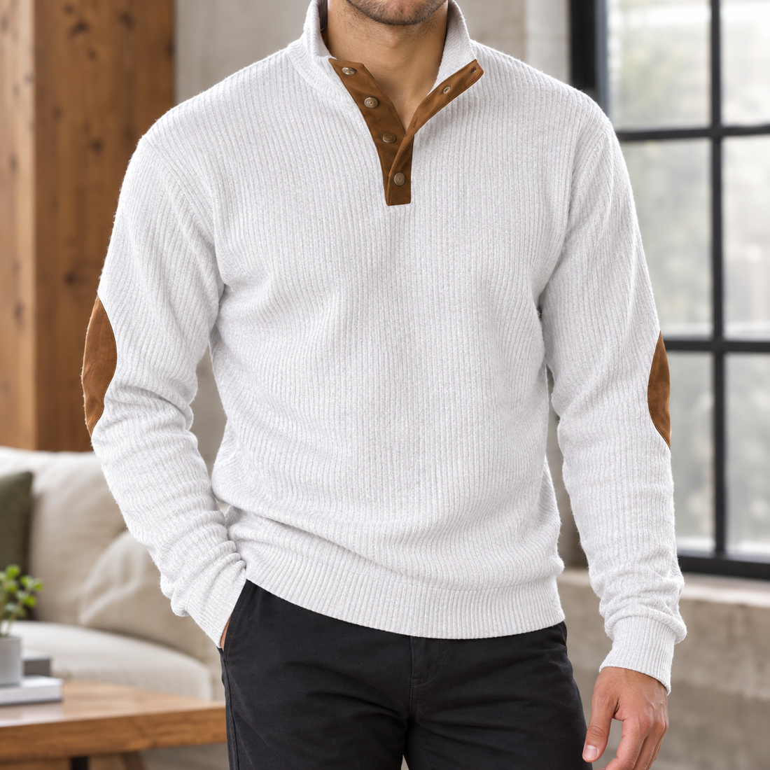 Elias-Ellis Ribbed Sweater - White