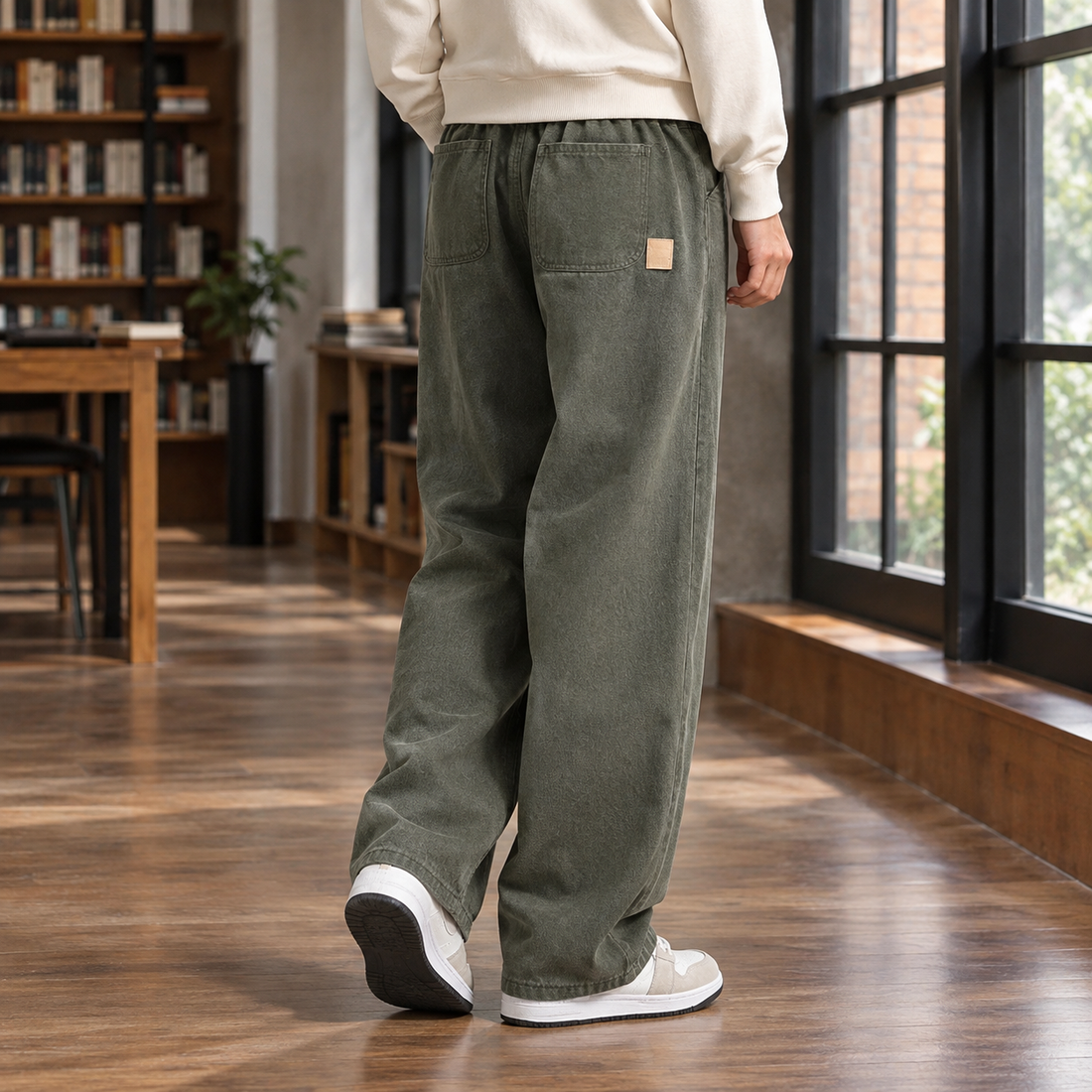 Axel-Wade Wide Leg Pants - Army Green