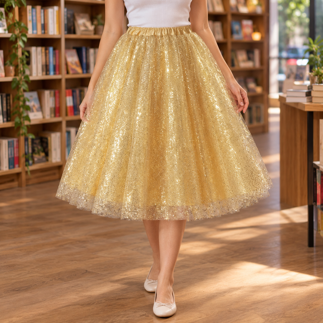Mabel-Eve Glitter Tulle Skirt - Gold