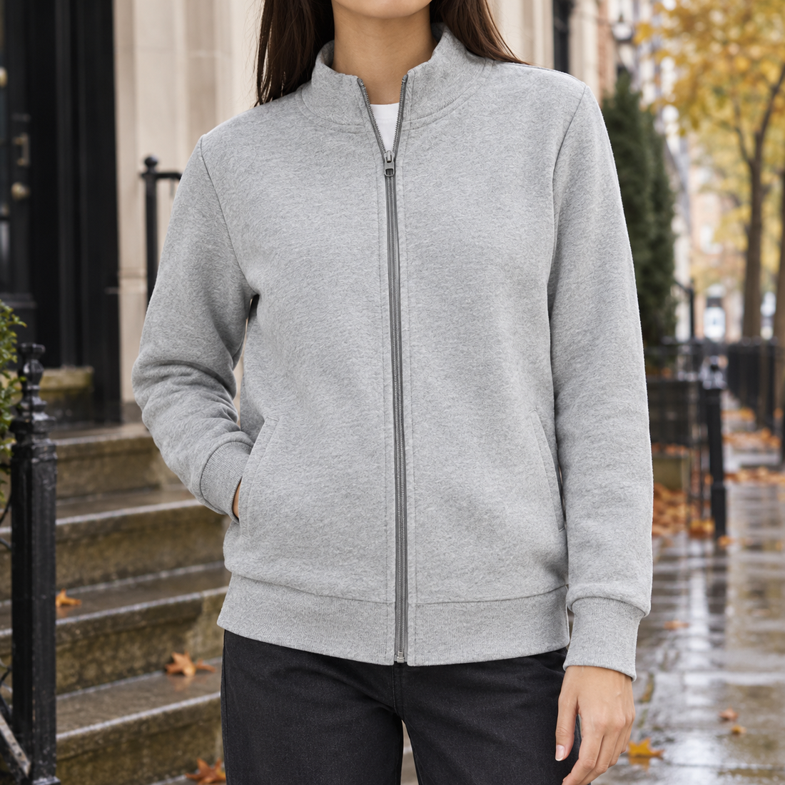 Vera-Skye Stand Collar Jacket - Stand Collar Gray