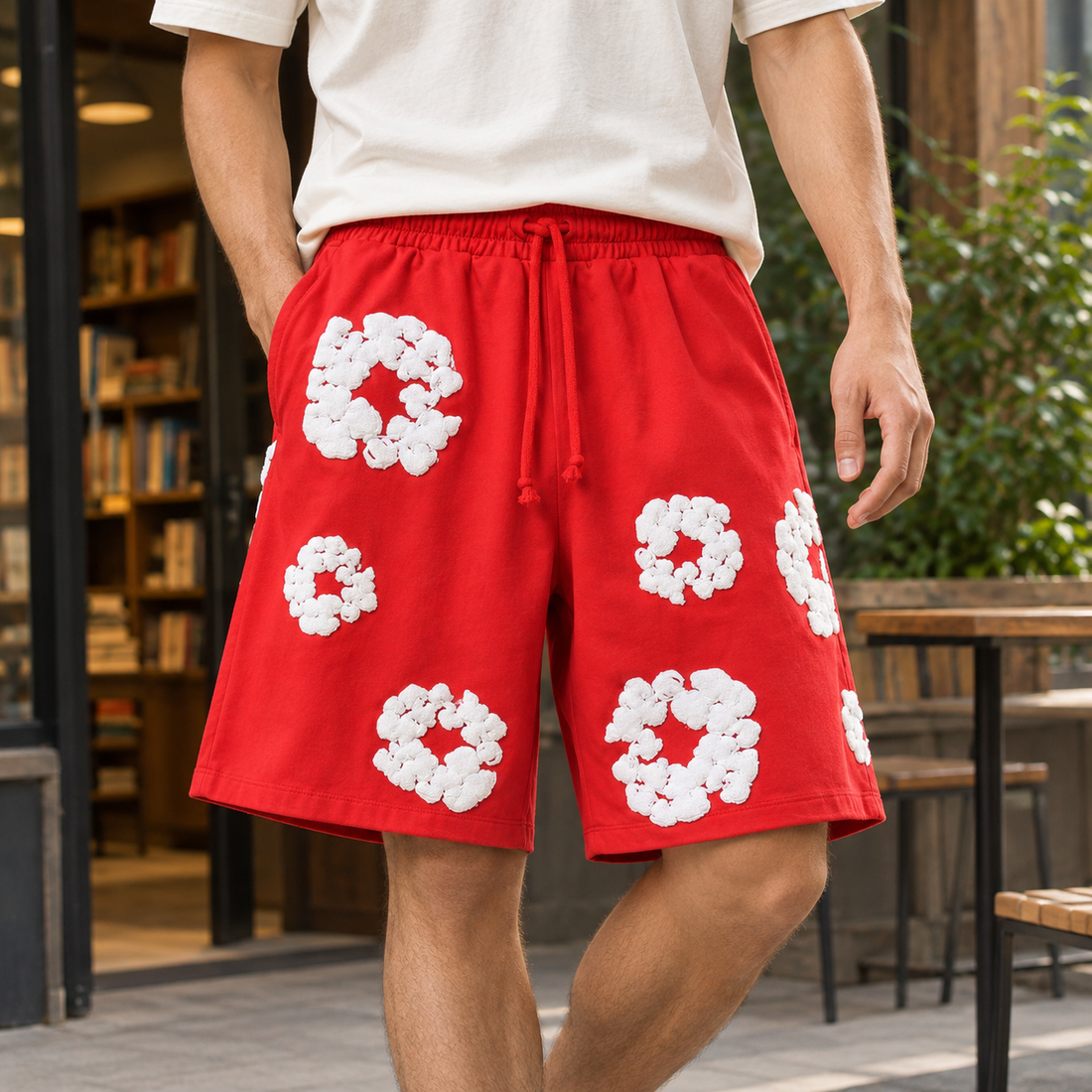 Arthur-Grey Relaxed Shorts - Red
