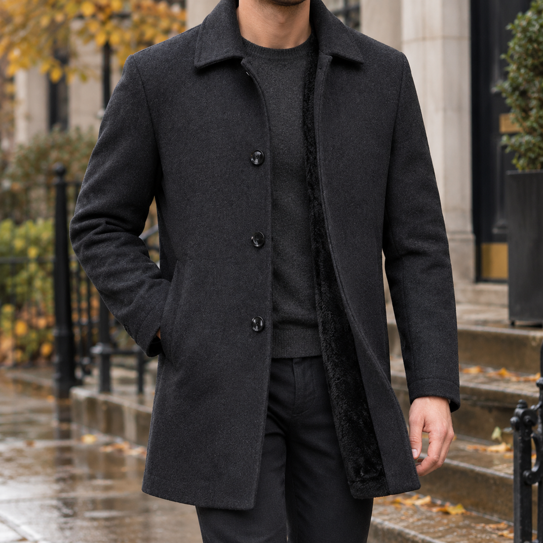 Amos-Wade Wool Coat - Black