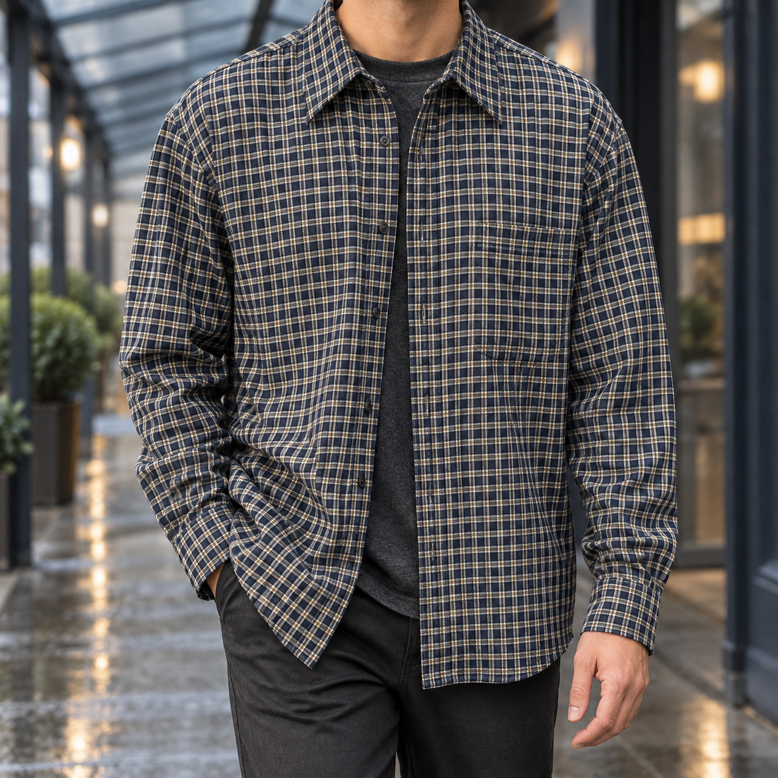 Godfrey-Jude Plaid Shirt - Black