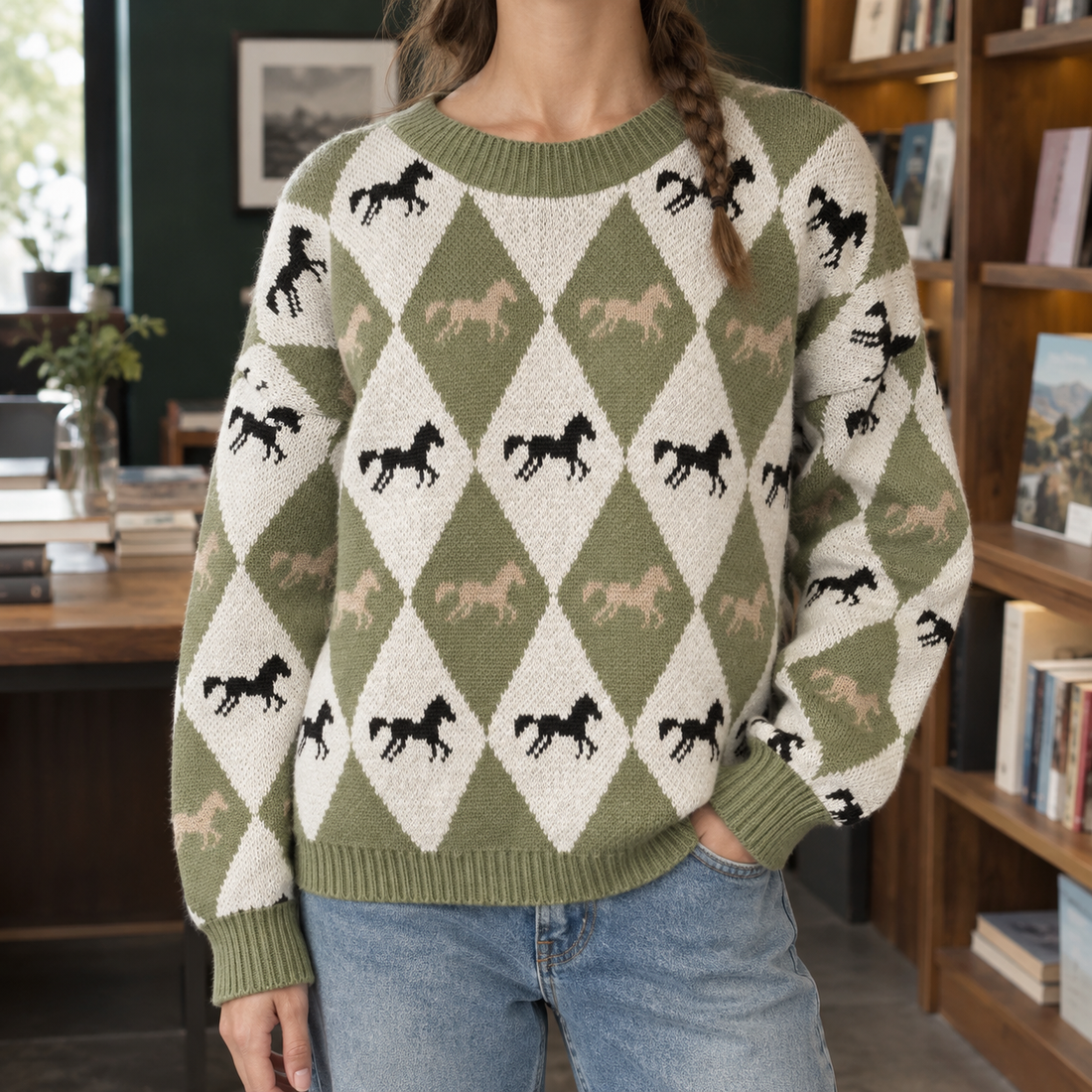 Darcy-Rae Crew Neck Sweater - Yellow-green
