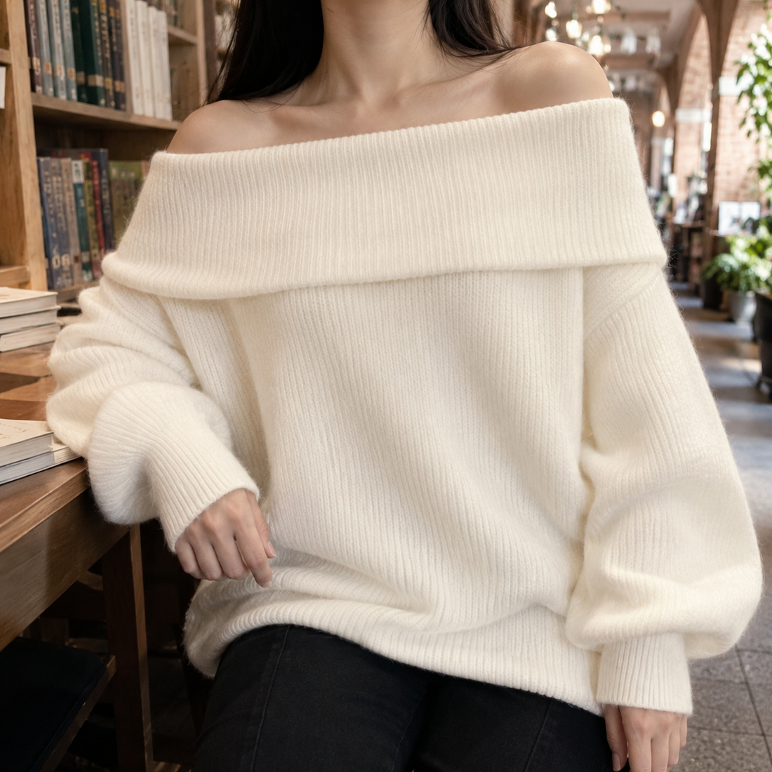 Blanche Off-Shoulder Sweater - White