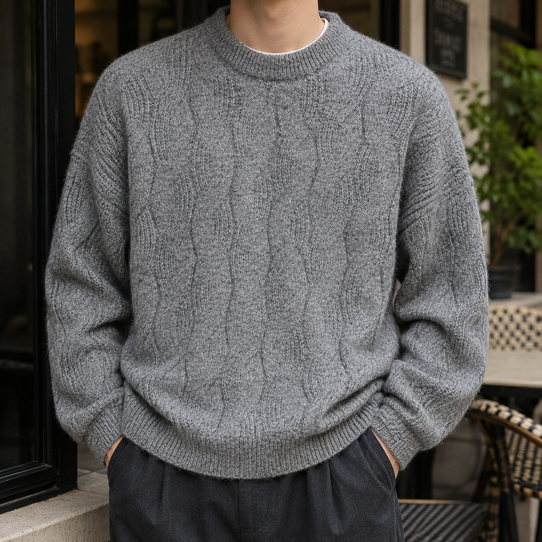 Valentin Cable Knit Sweater - Gray