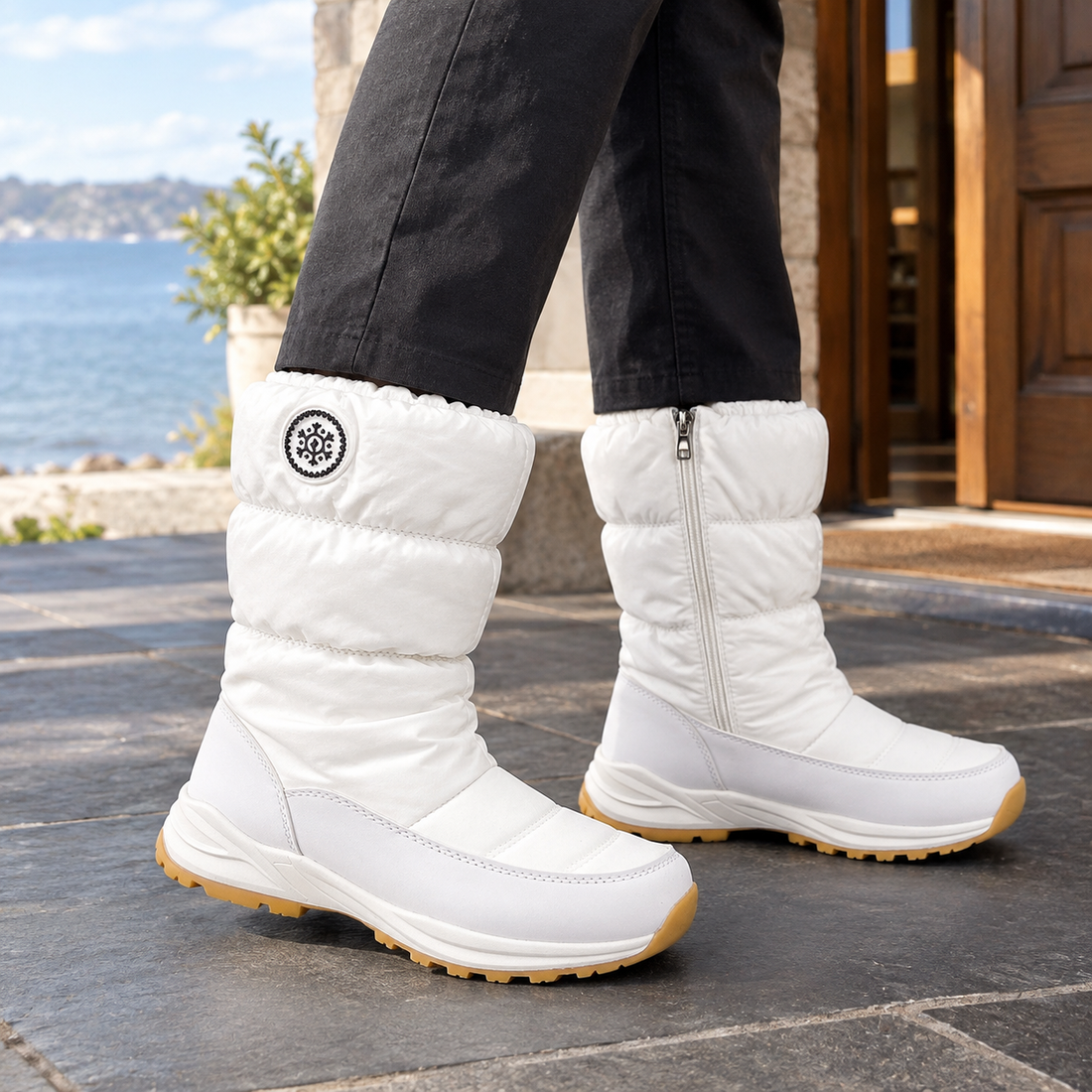 Rovereto Quilted Snow Boots - White