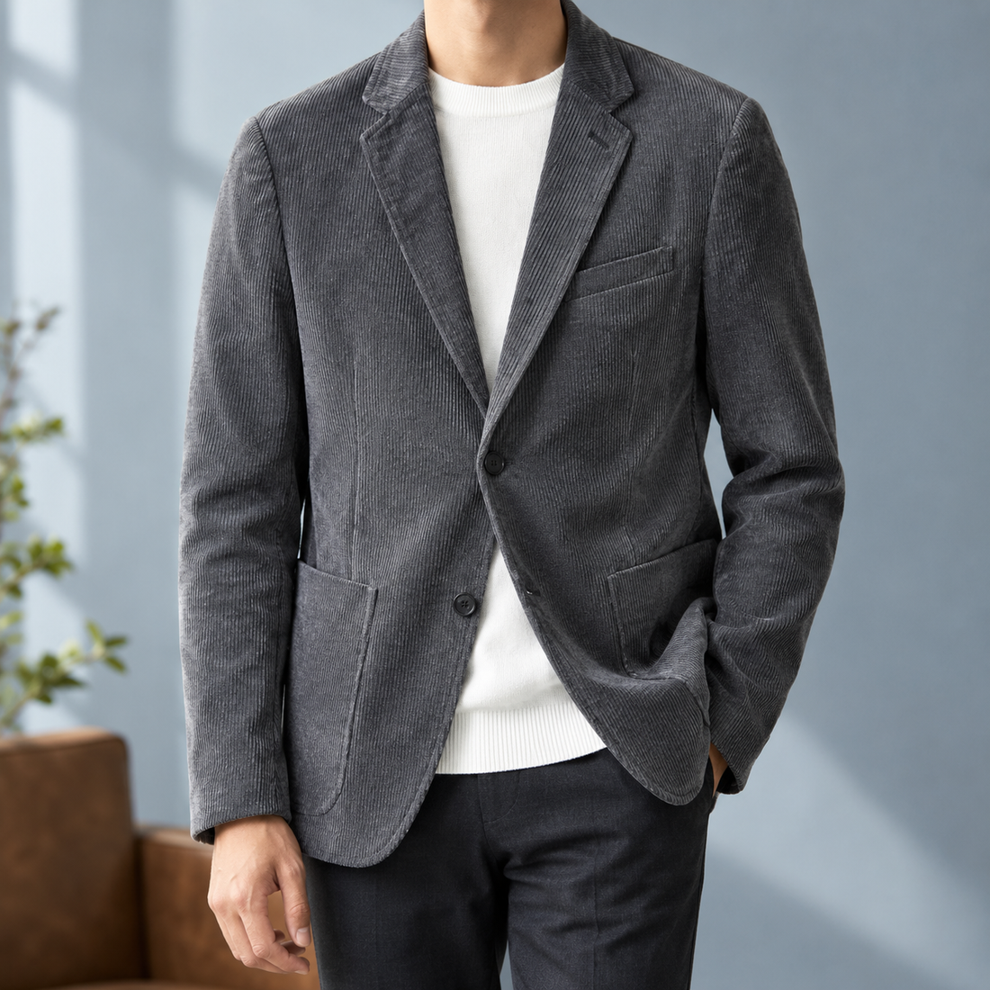 Esteban-Rhys Notch Blazer - Gray