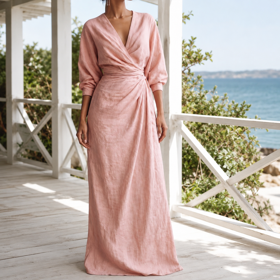 Astrid Wrap Maxi Dress - Pink