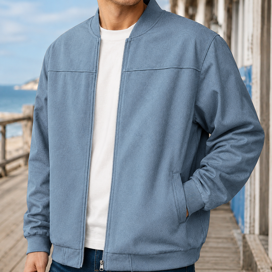 Hadrian Bomber Jacket - Light Blue