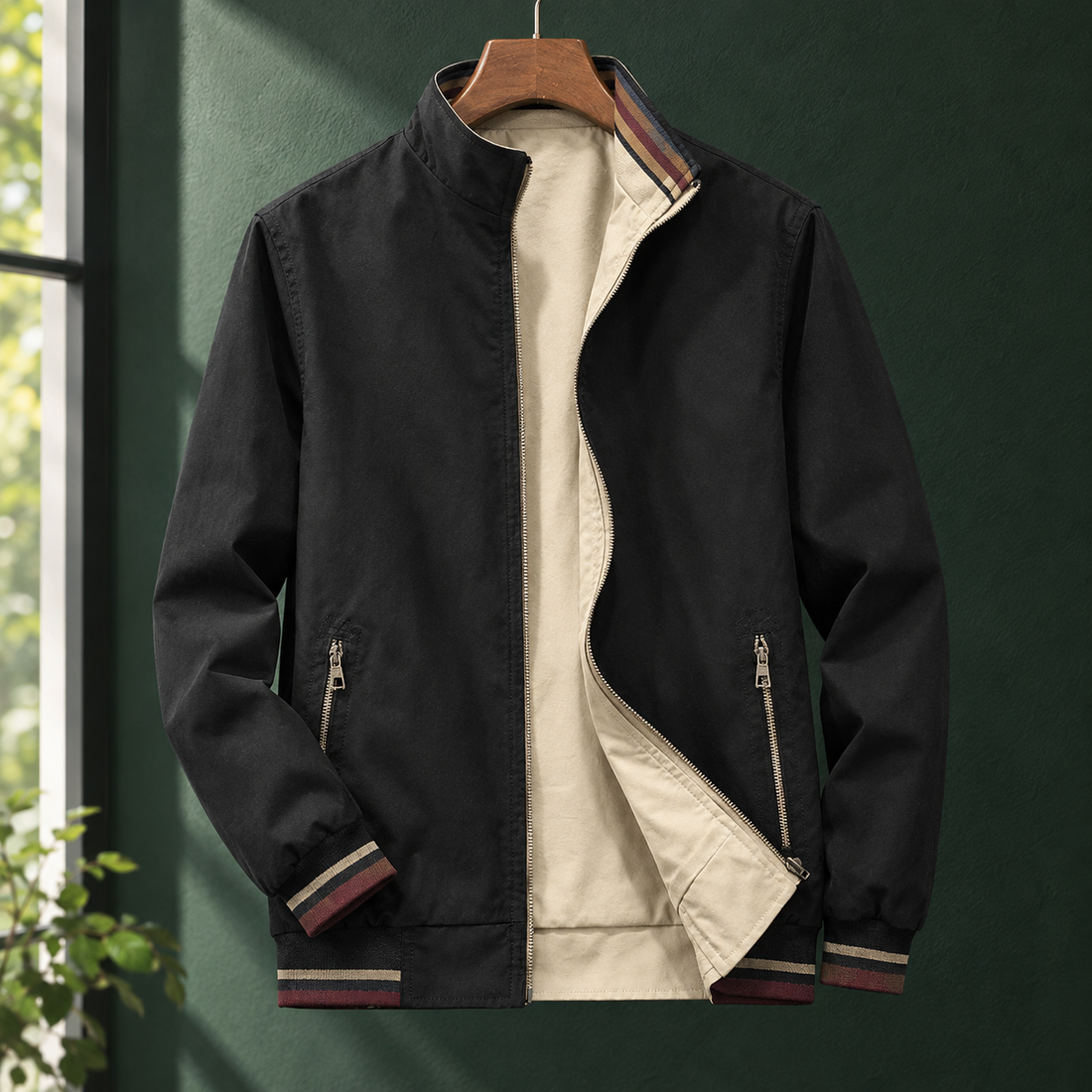 Kasimir-Grant Harrington Jacket - Black