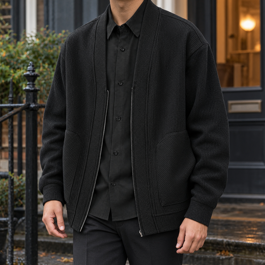 Clement-James Ribbed Jacket - Black