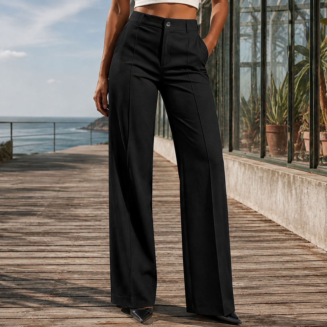Mabel-Rose Wide Leg Pants - Black