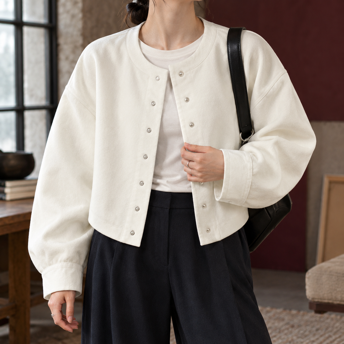 Alice Snap Front Jacket - White