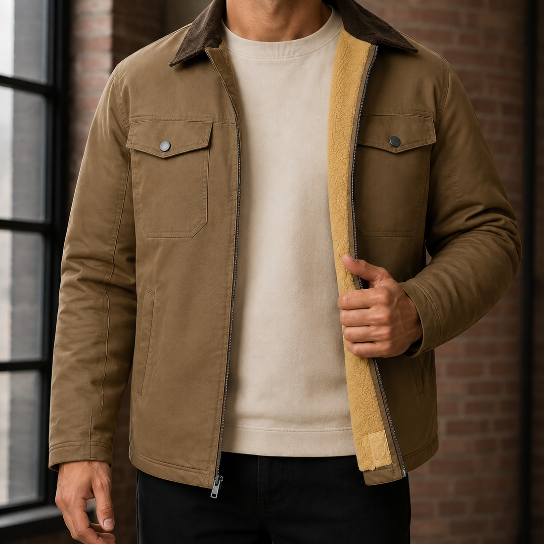 Gabriel-Dean Sherpa Jacket - Brown