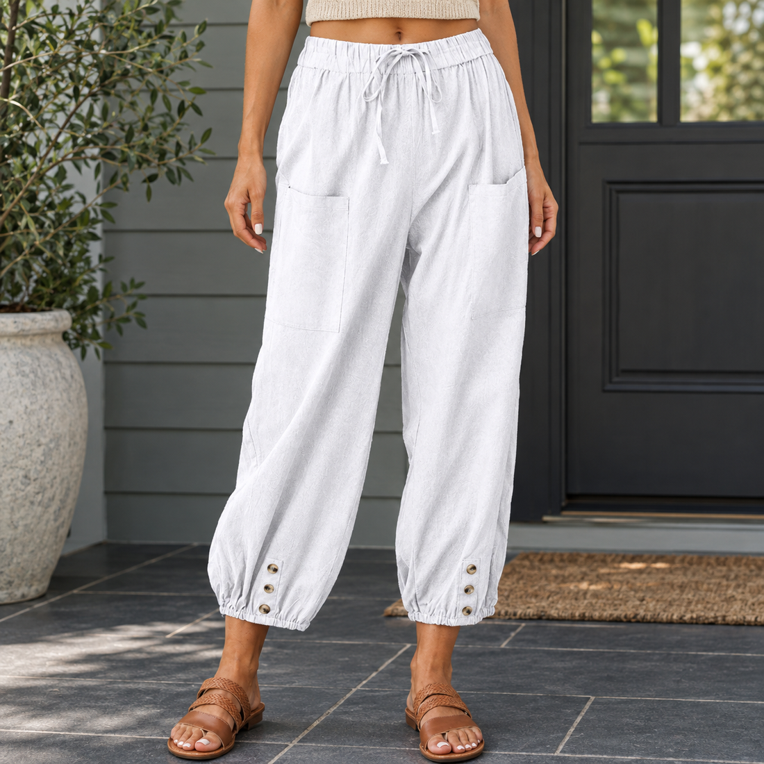 Cadence-Jane Relaxed Pants - White
