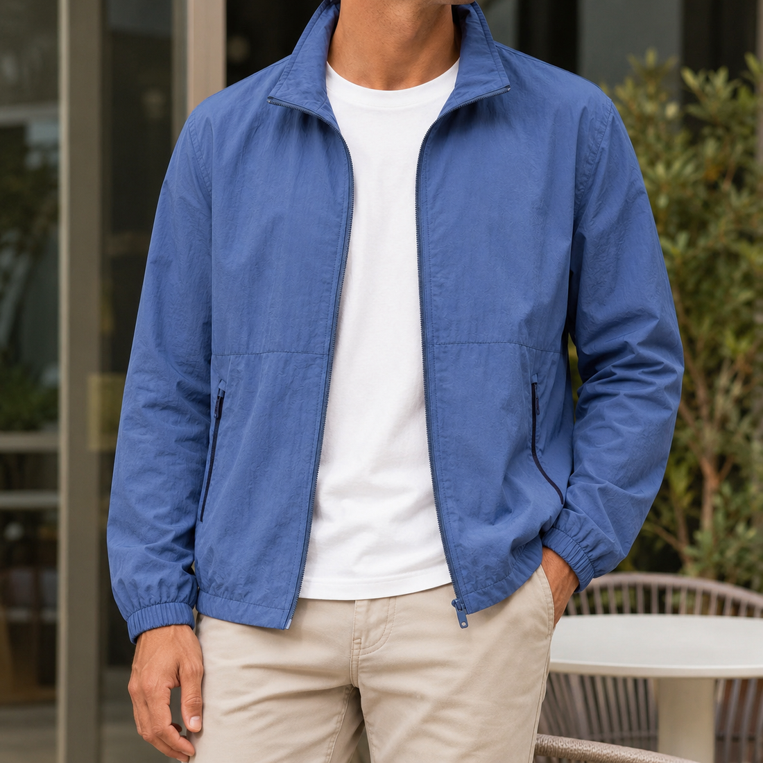 Nash-Scott Crinkle Jacket - Denim Blue