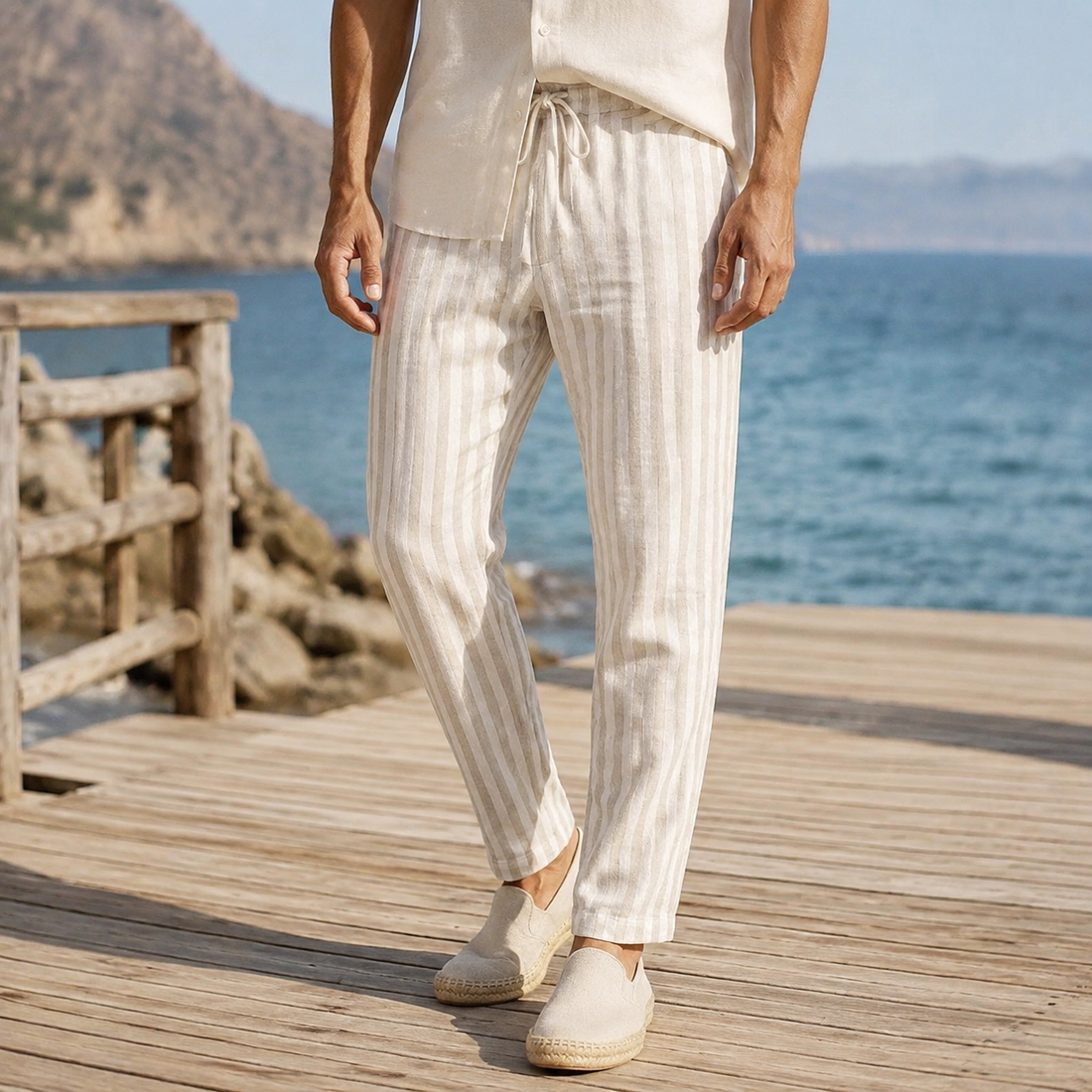 Ignatius-Miles Striped Pants - Lighter Ecru