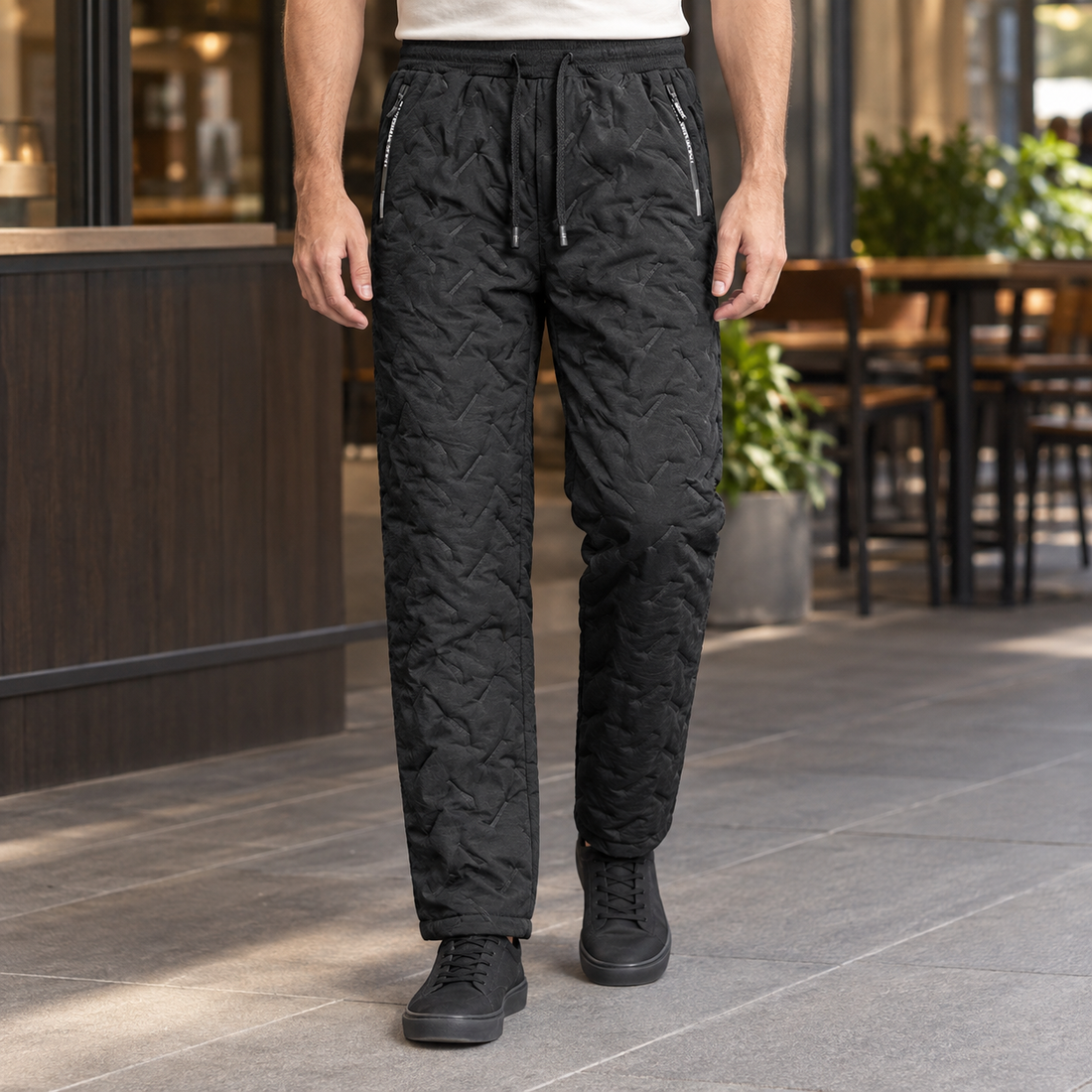 Jonah Textured Pants - Black Flat