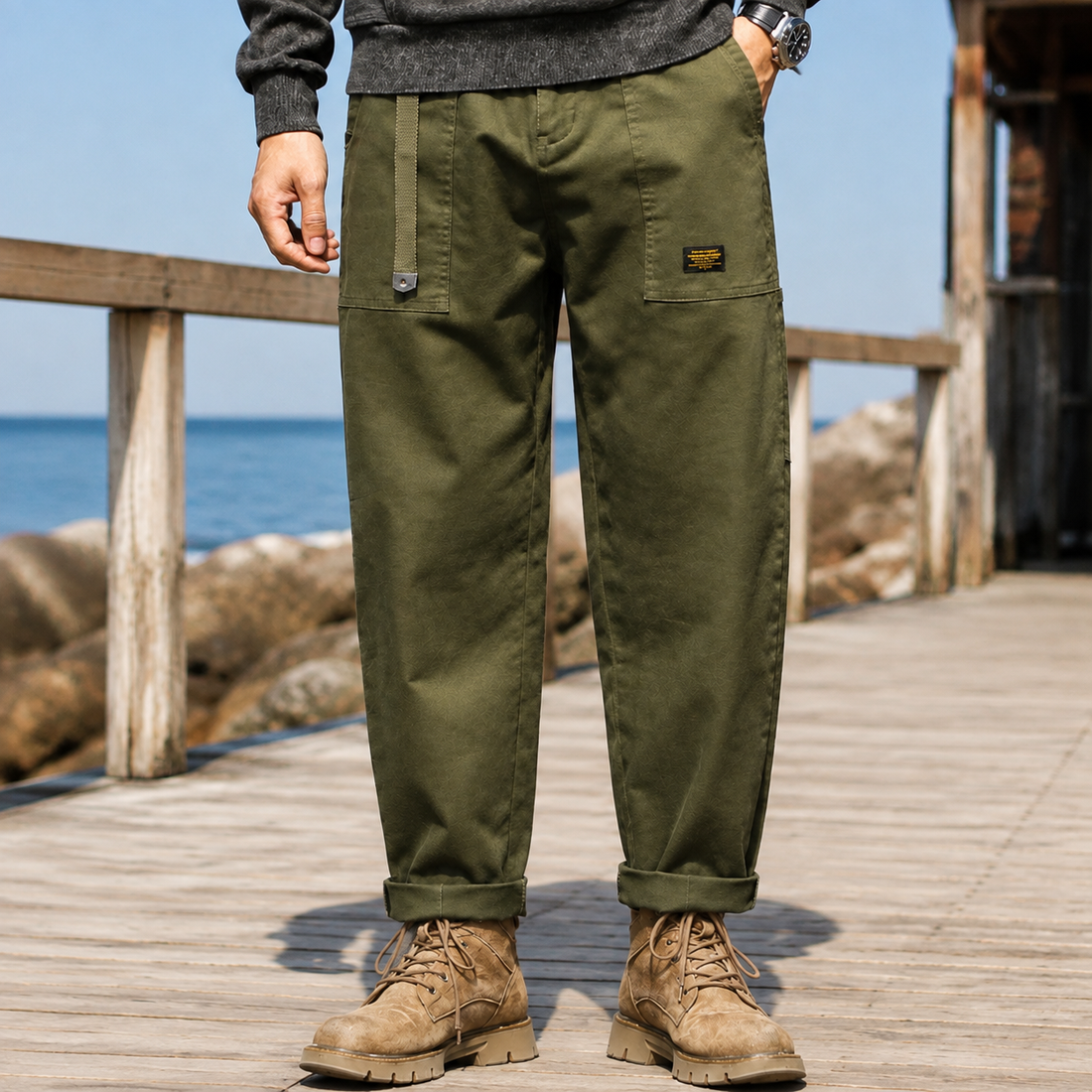 Arlo-Miles Relaxed Cargo Pants - Army Green
