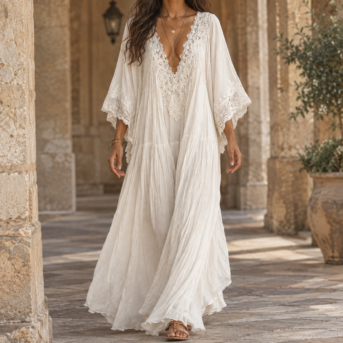 Tara-Hope Lace Maxi Dress - White