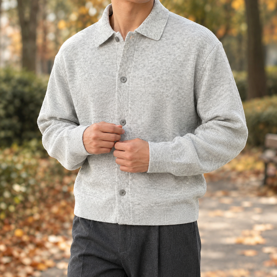 Clovis-Ellis Textured Cardigan - Core-spun Yarn Knittingcardiganoutwear L