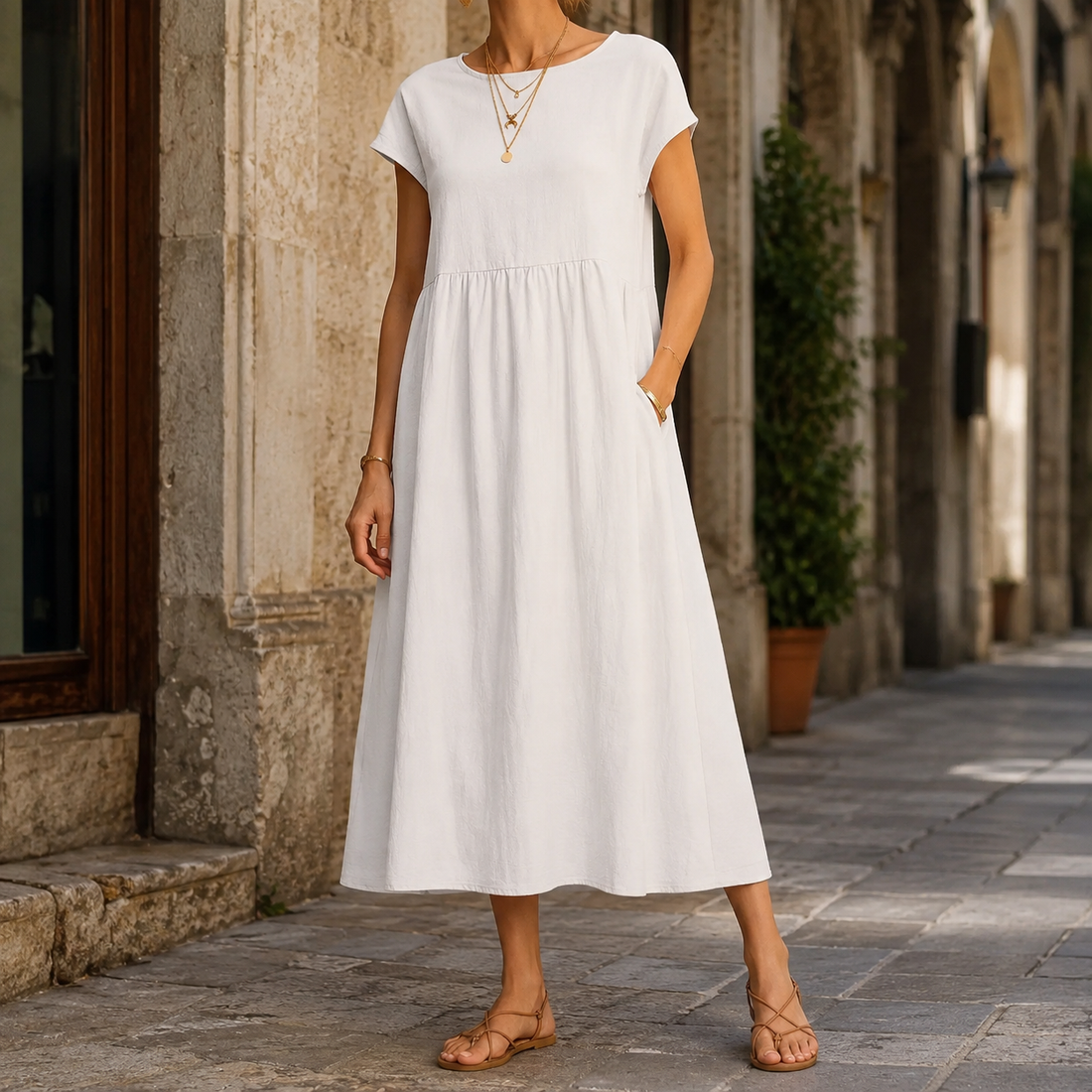 Orla-June Cotton Midi Dress - White