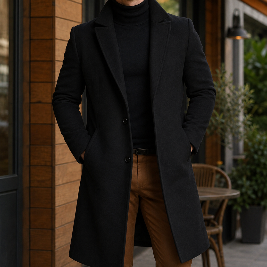 Zachary-Grant Tailored Coat - Black