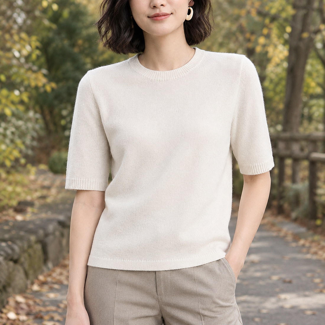 Alba-Louise Crew Neck Sweater - White