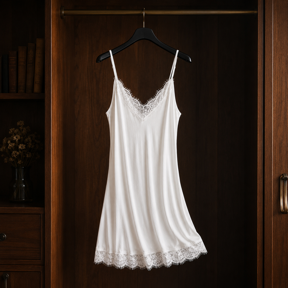 Ameline Lace Trim Nightdress - White