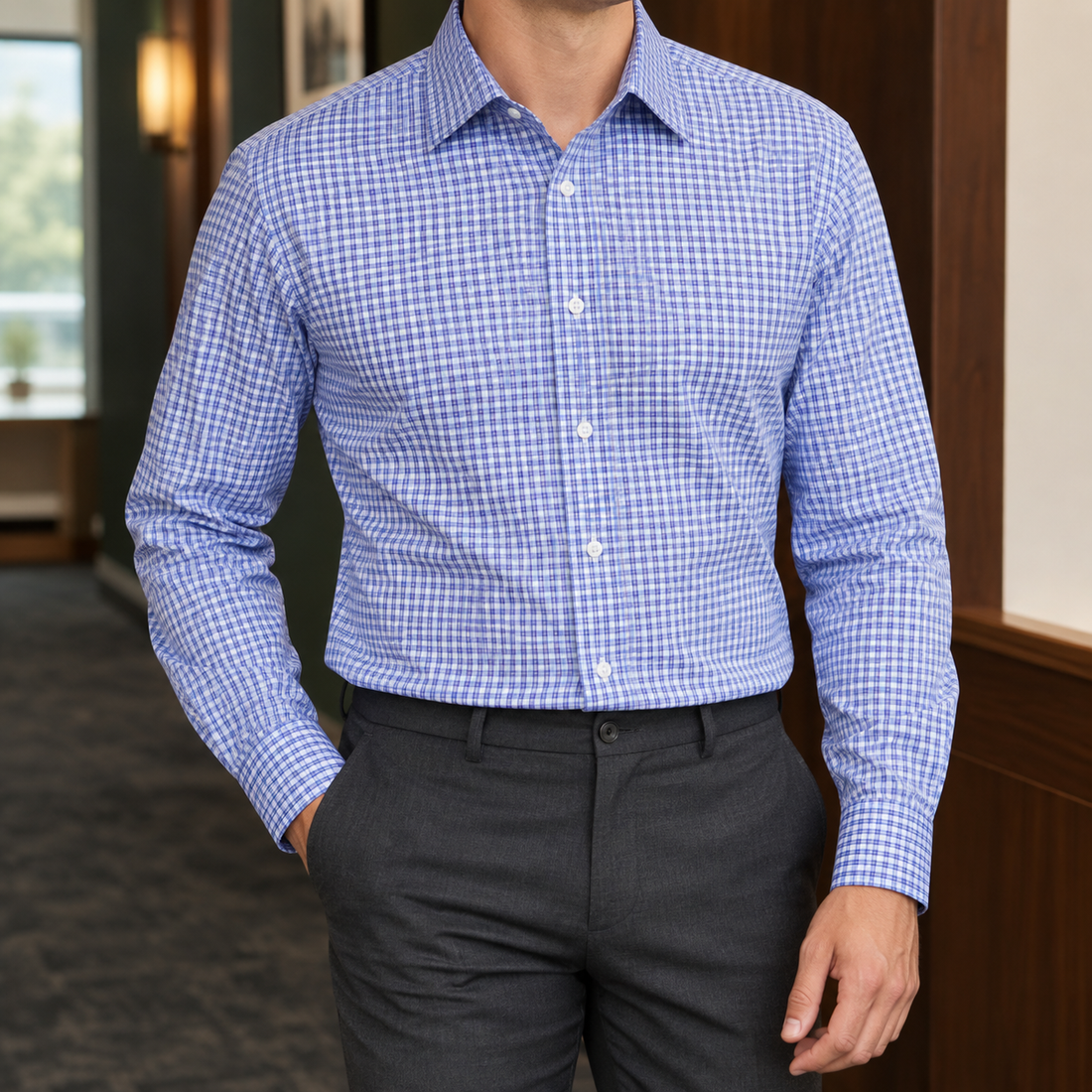 Alastair Fitted Shirt - Blue Plaid