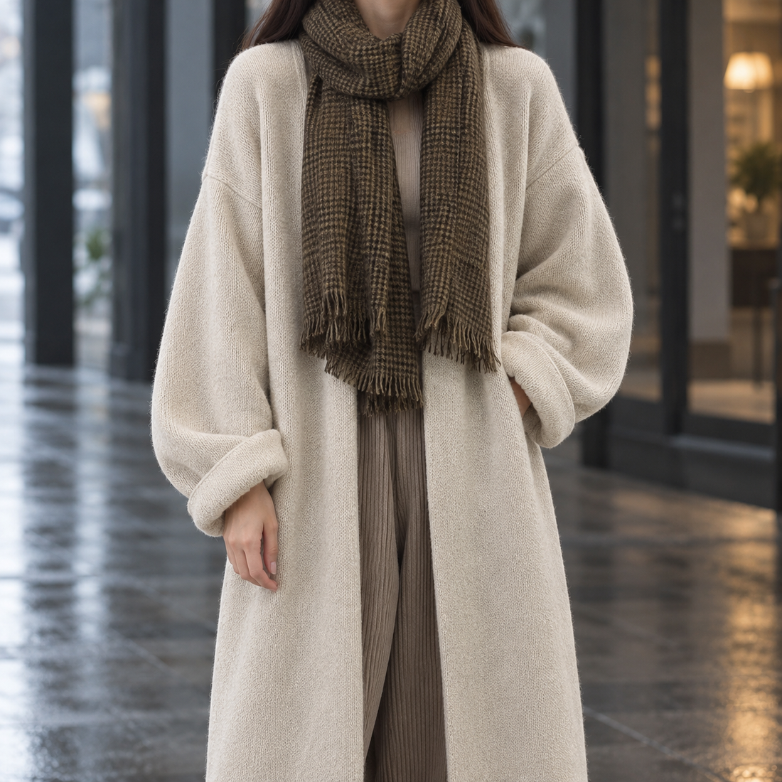 Wendy-Claire Open Front Sweater - Rice Apricot