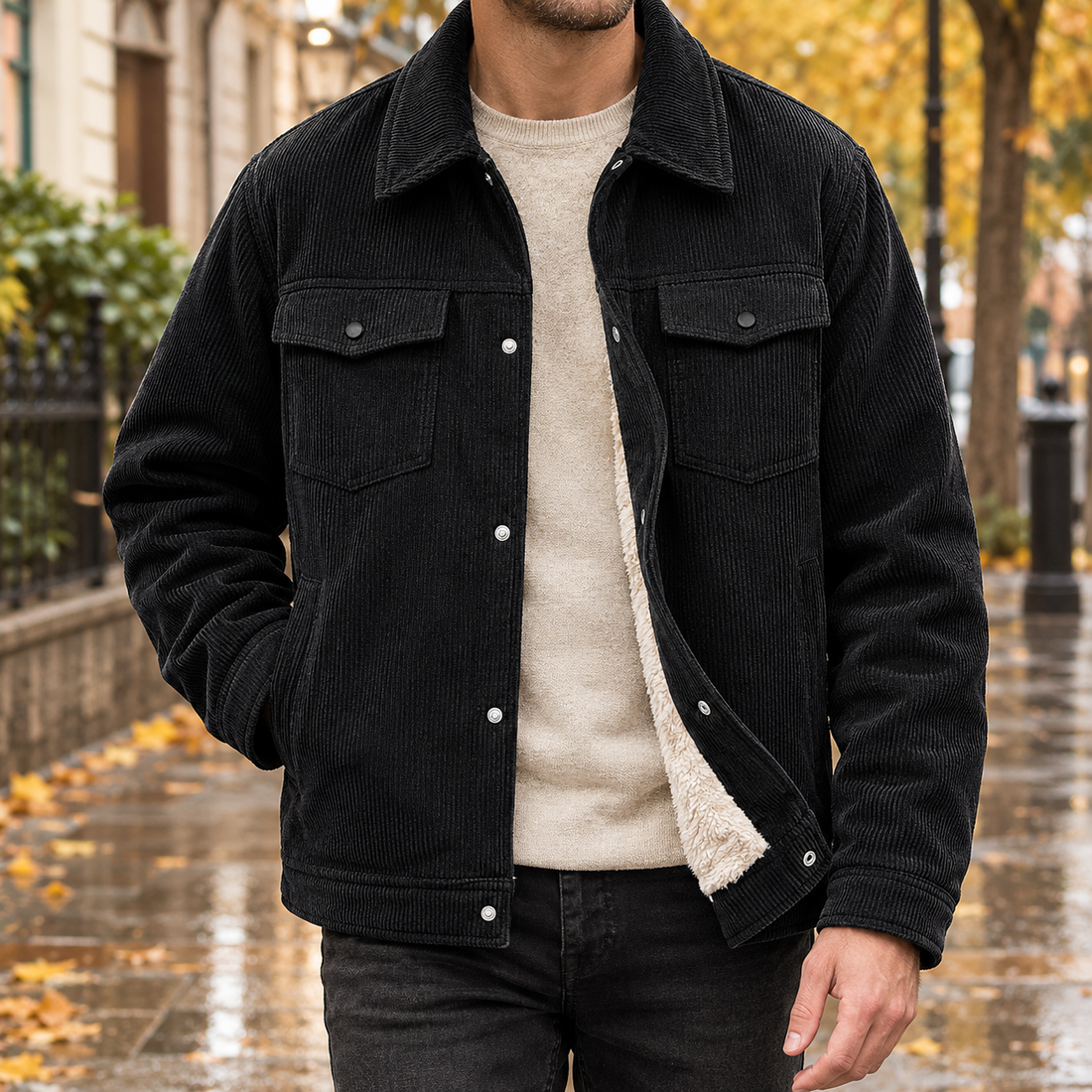 Kasimir-Ellis Corduroy Lined Jacket - Black