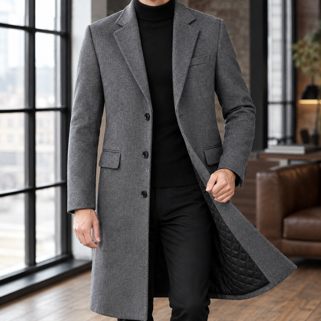 Andreas Wool Overcoat - Gray Extra