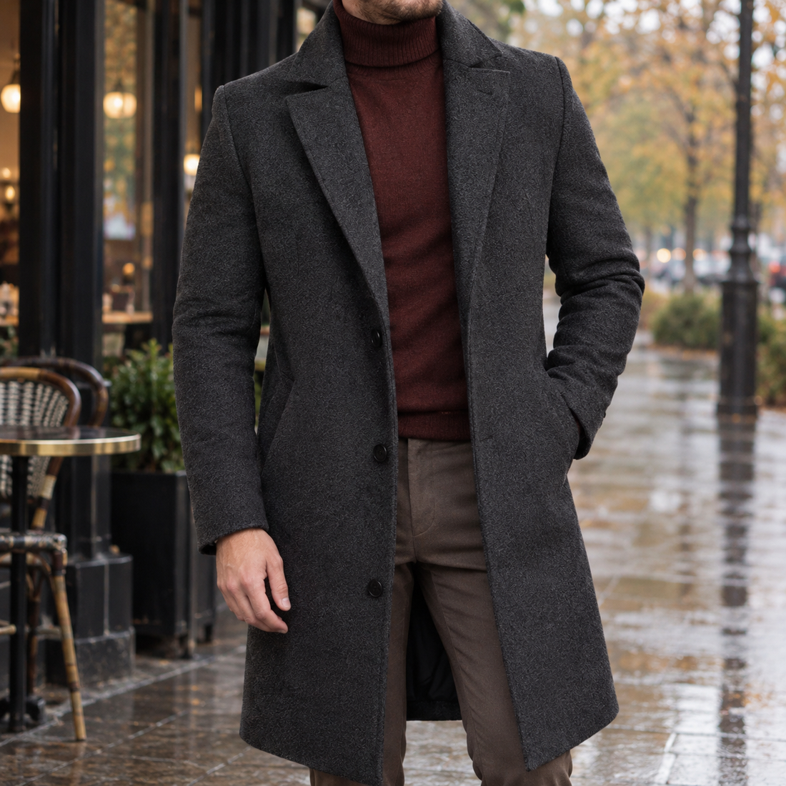 Arnaud-Lane Tailored Overcoat - Dark Gray