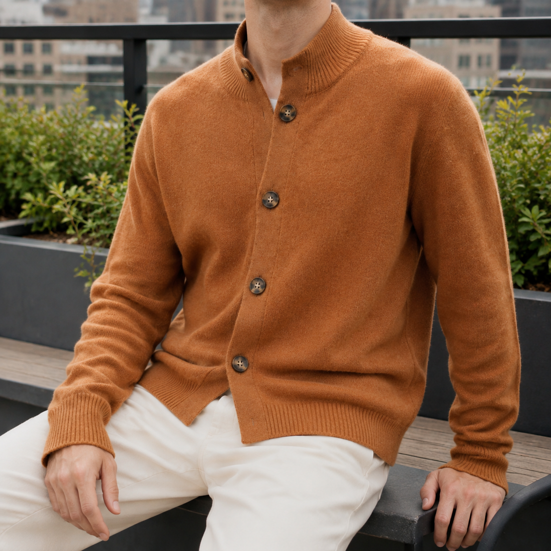 Tristan Cashmere Sweater - Fire Orange
