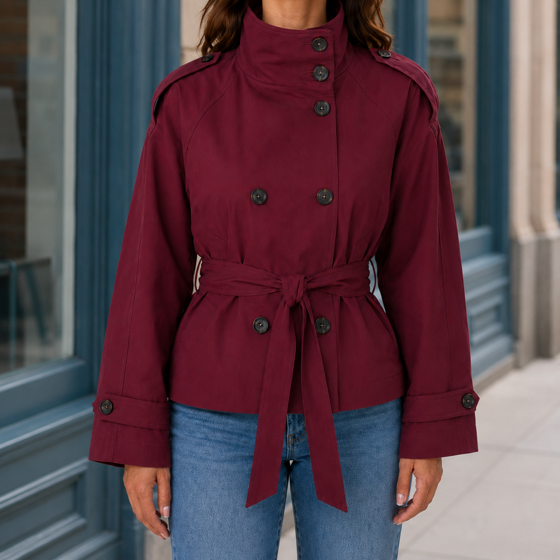 Maxine Trench Jacket - Burgundy
