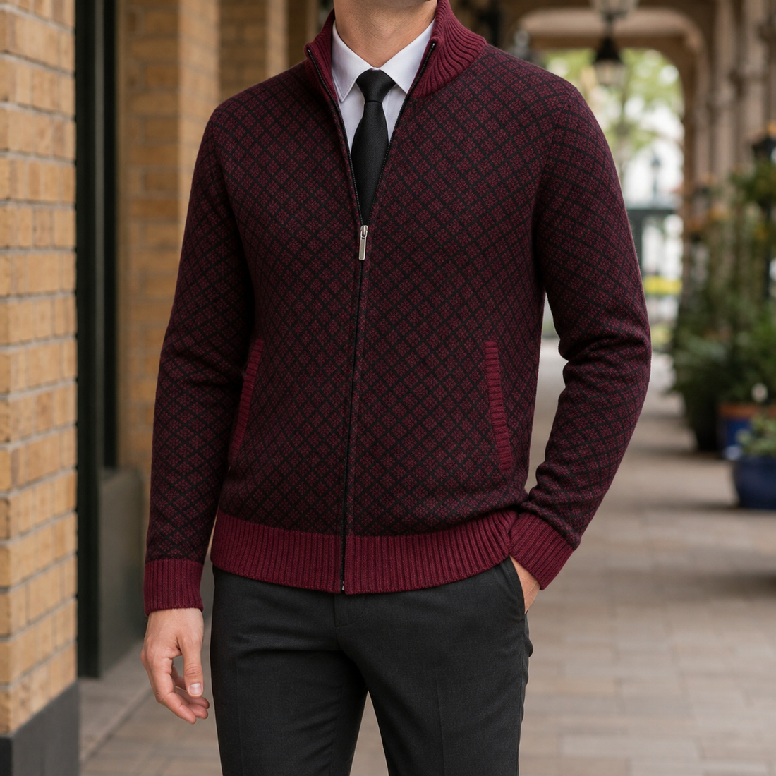 Marco Zip Sweater - Burgundy