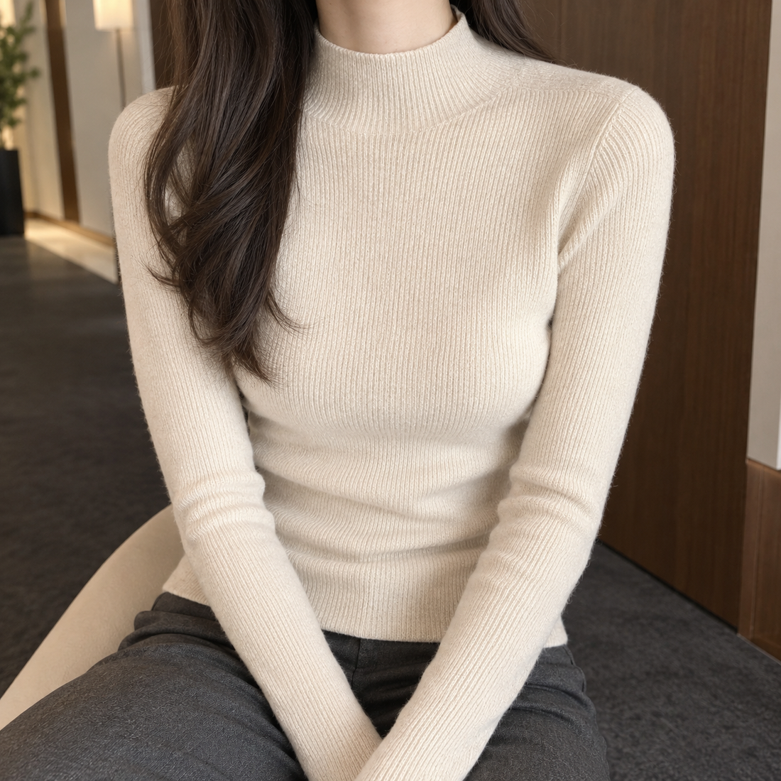Sarah Ribbed Sweater - Beige