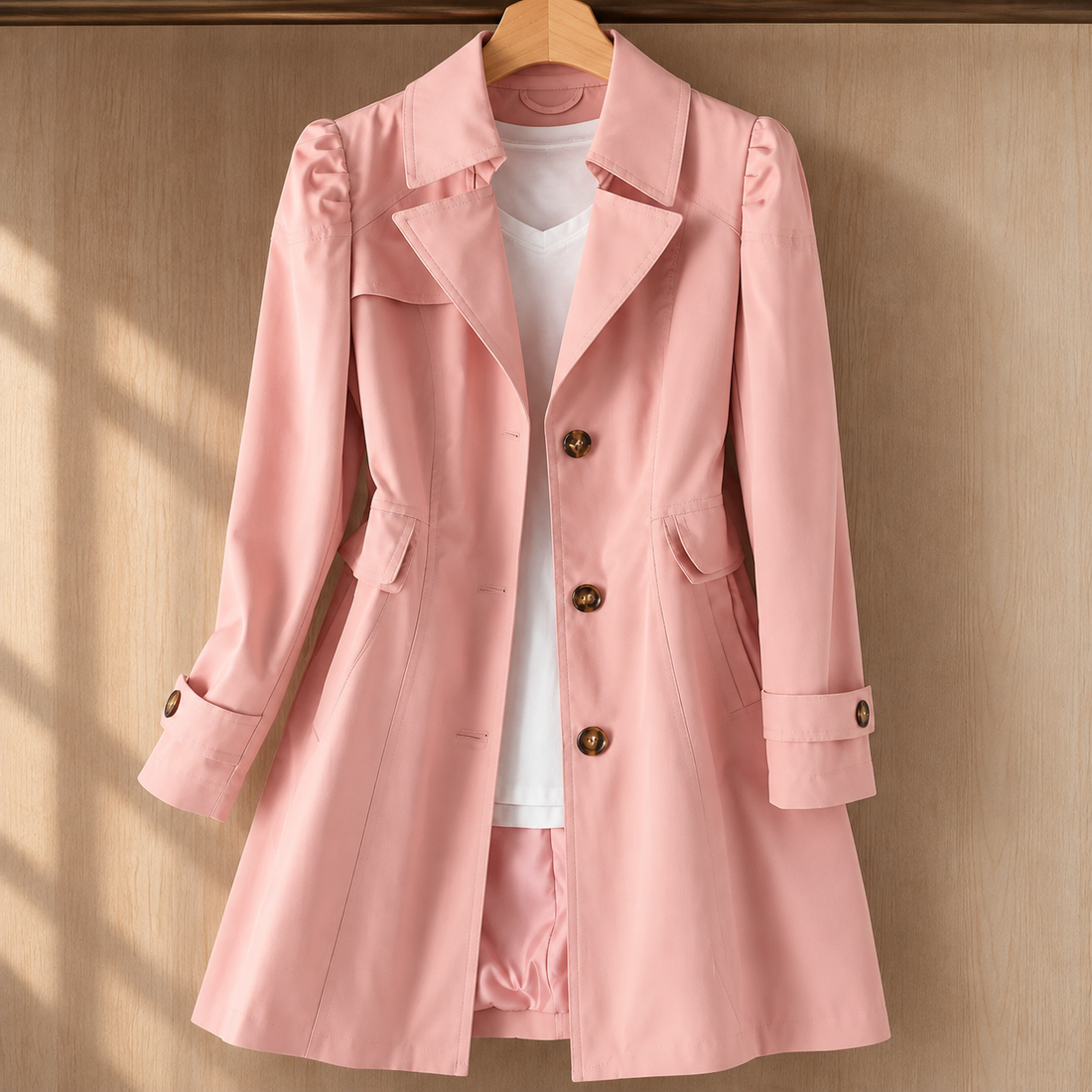 Nina-Rae Tailored Trench Coat - Pink