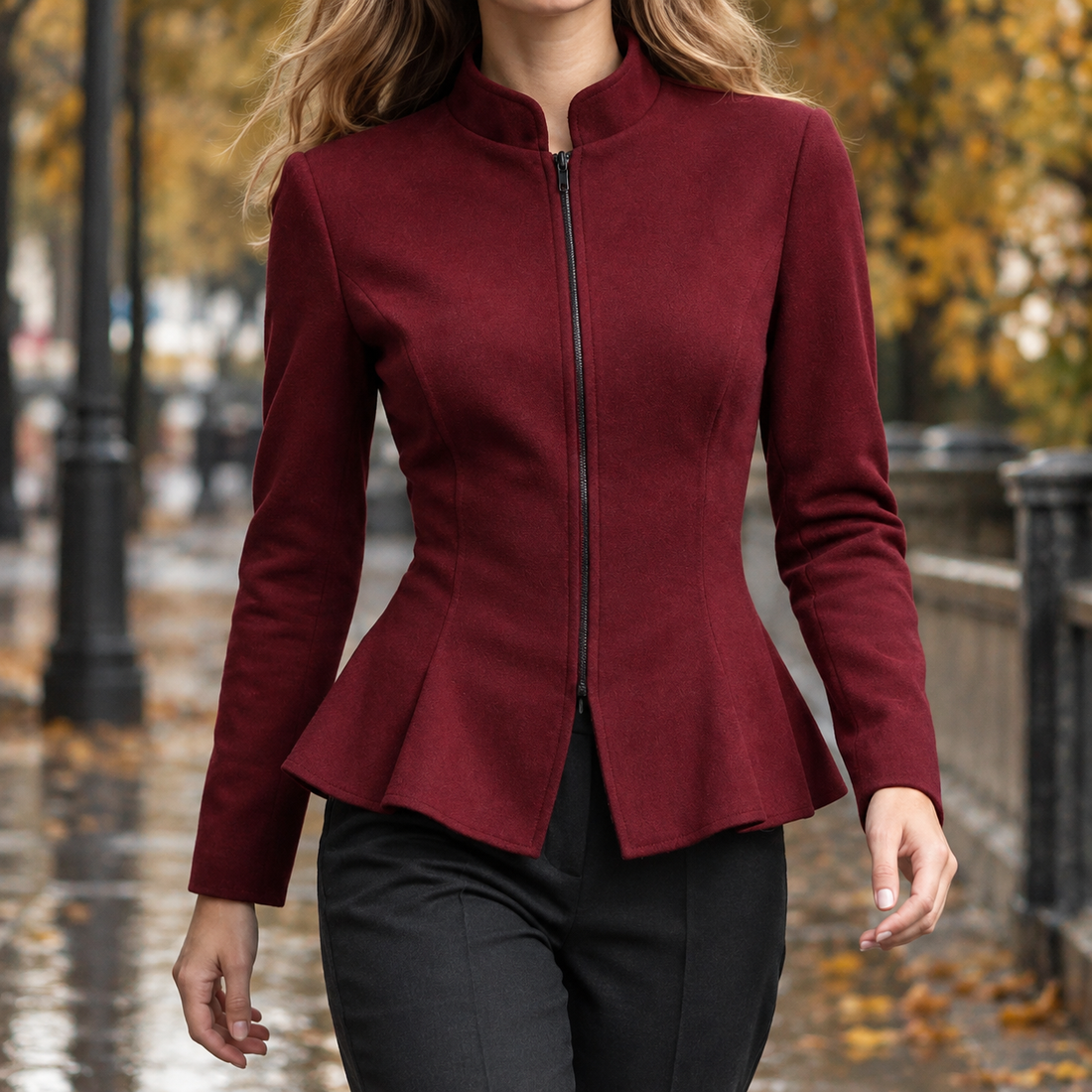 Celine-Louise Peplum Jacket - Red