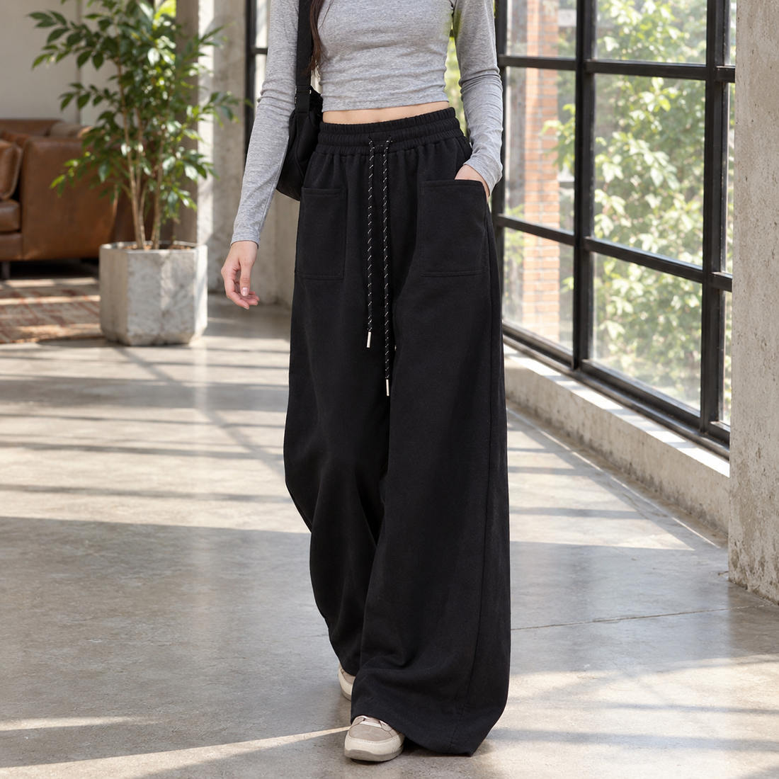 Severine Wide Leg Pants - Black