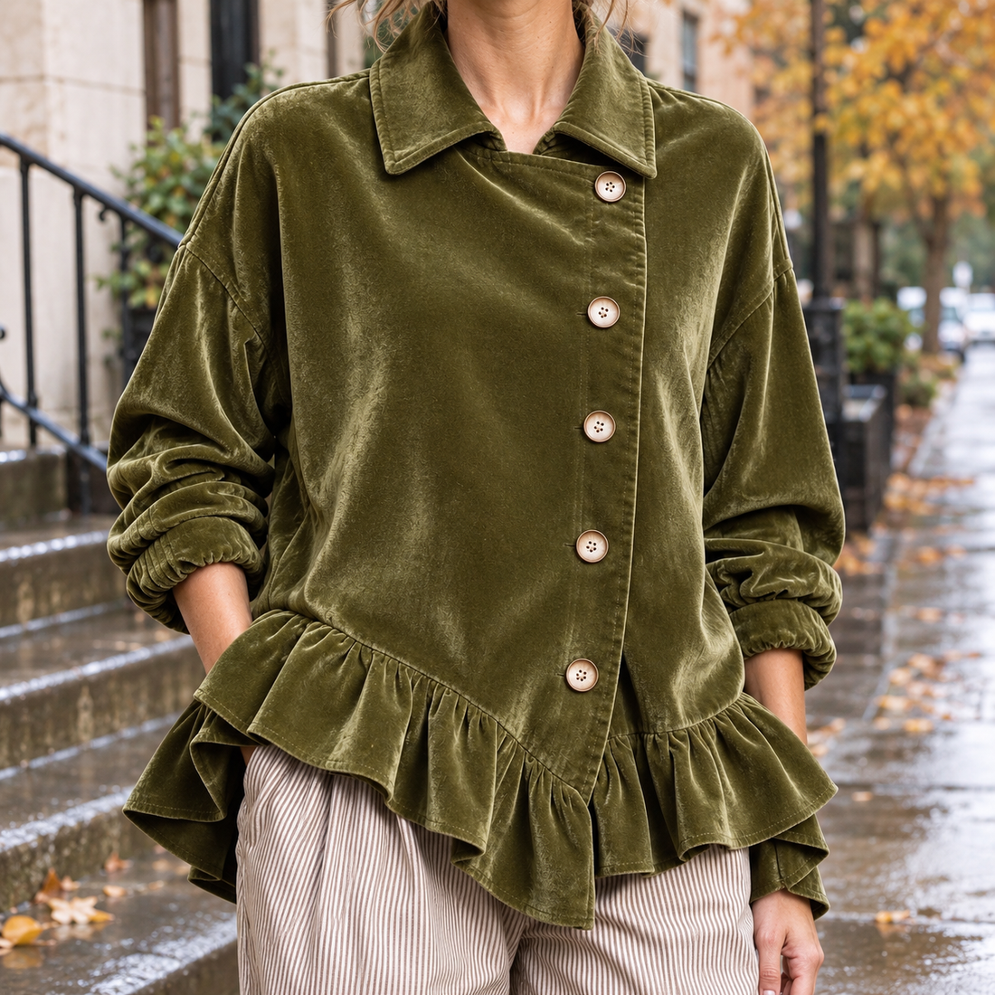 Lily-Kate Velvet Jacket - Green
