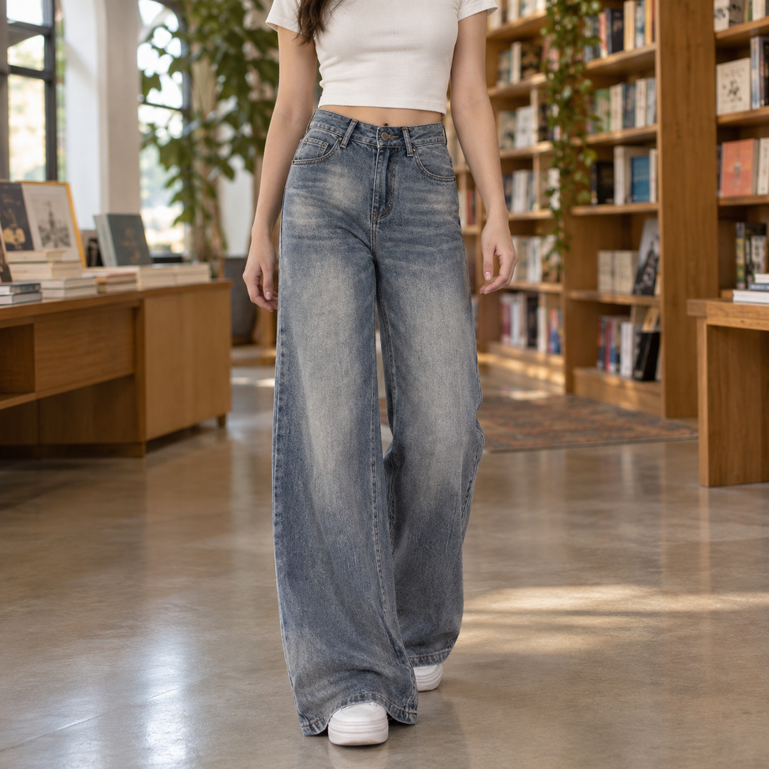 Verity-Rae Wide-Leg Jeans - Blue