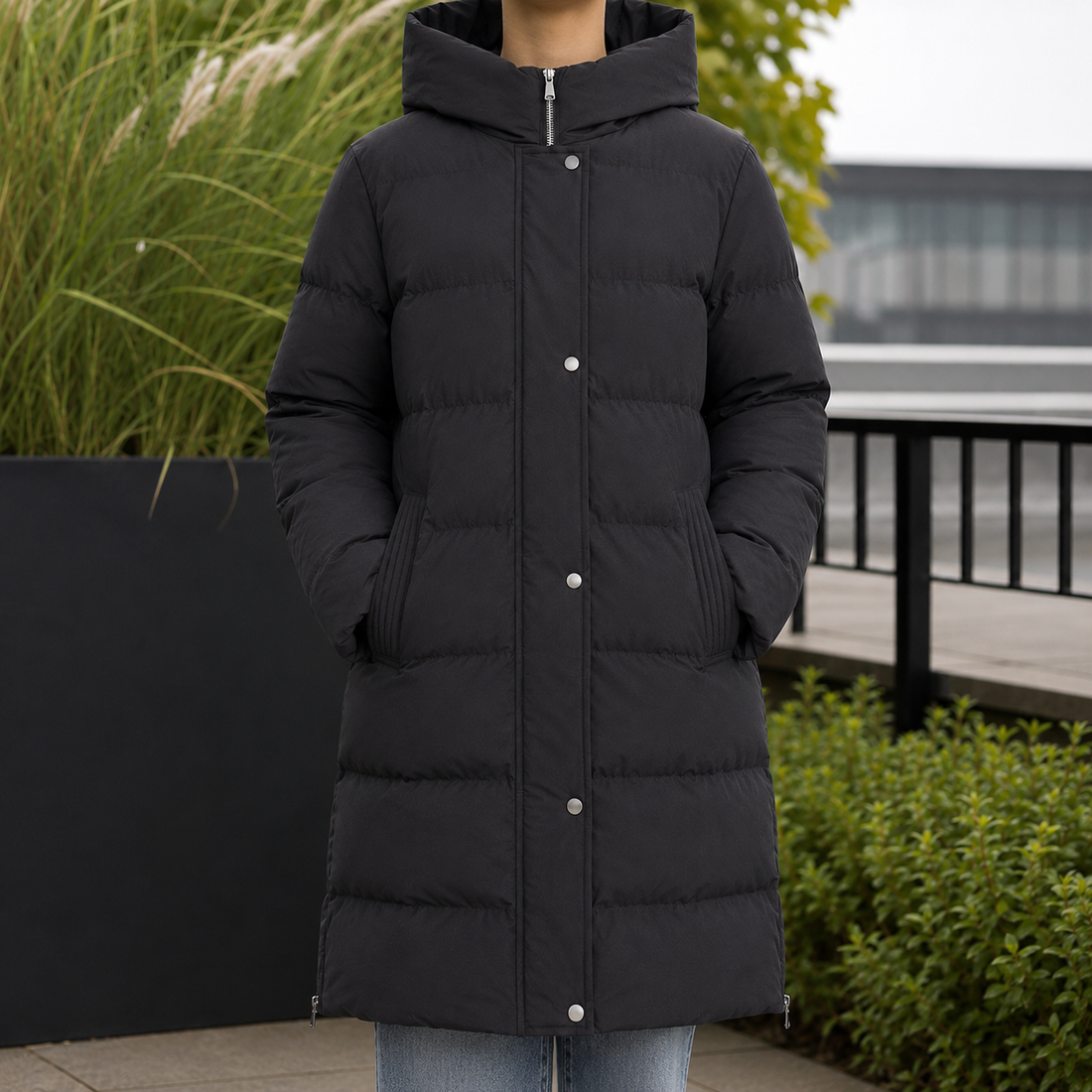 Giulia-Rae Hooded Puffer Jacket - Black