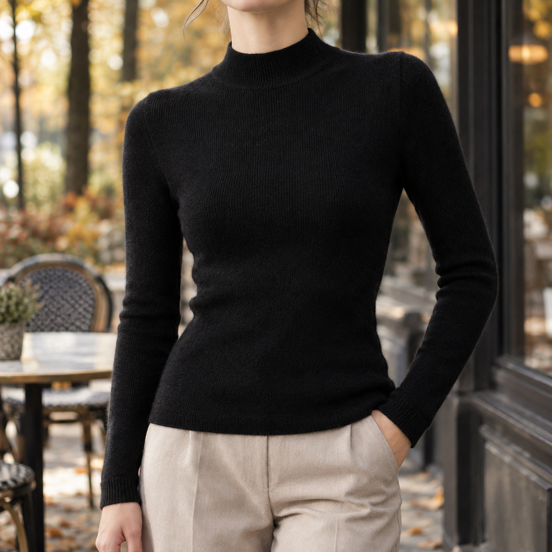 Modesty-Jade Cashmere Sweater - Black