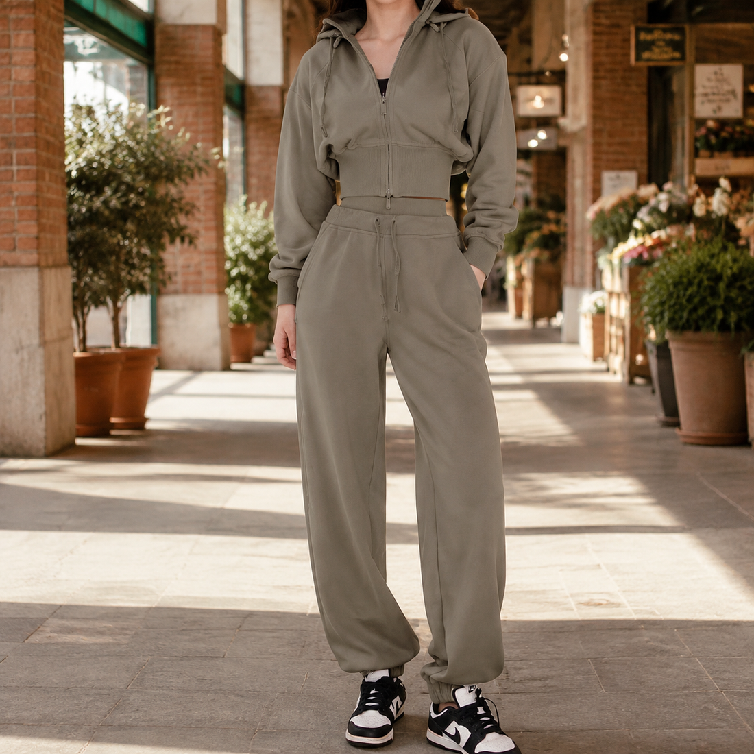 Penelope-June Cropped Tracksuit - Sage Green