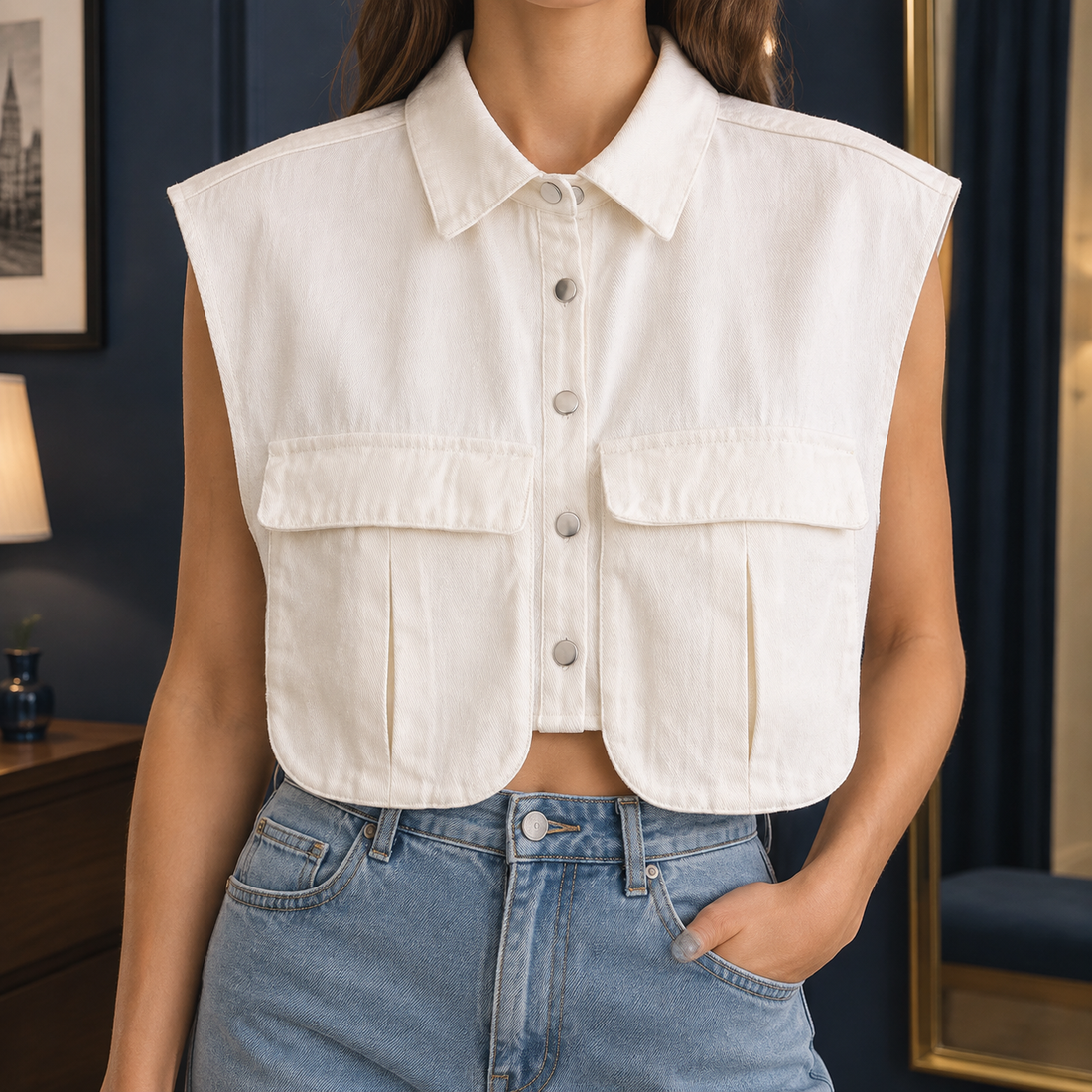 Gabrielle Utility Top - White