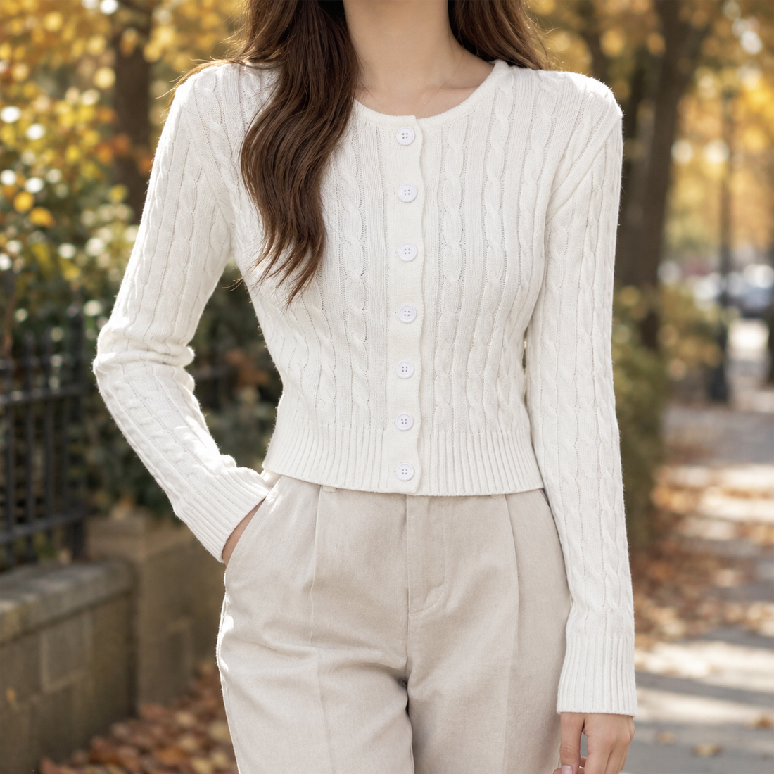 Christabel-Mae Cable Knit Cardigan - White