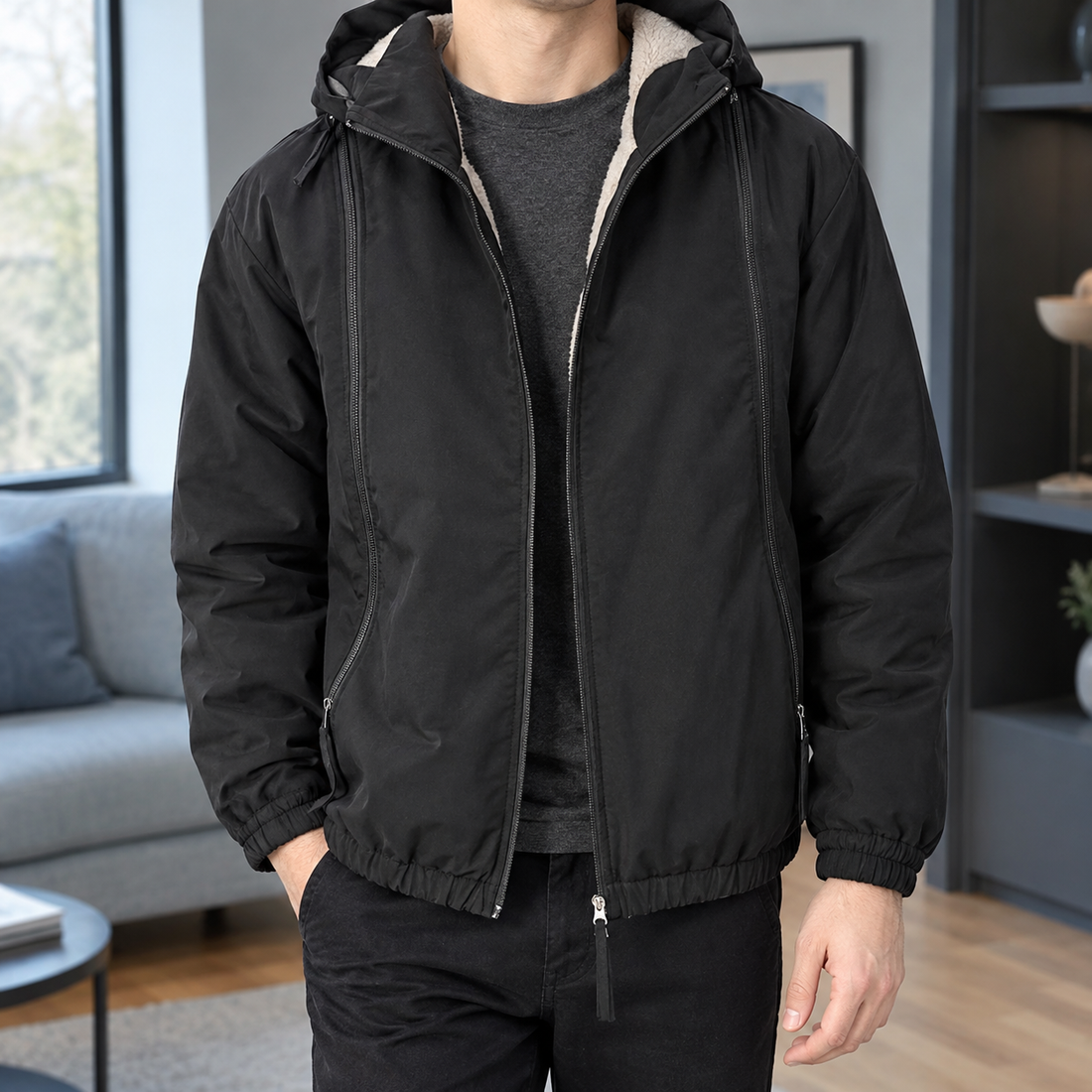 Arthur-Dean Fleece-Lined Jacket - Black